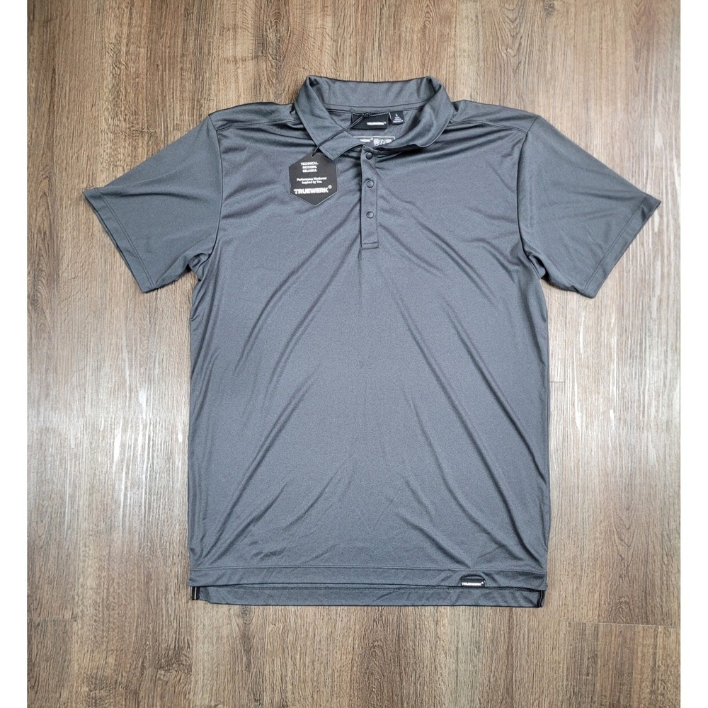 TRUEWERK Tech Polo Shirt Mens L Gray Performance Moisture Wicking Workwear NWT